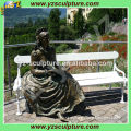 hot sale copper beautiful lady on the bench sculpture